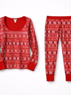 PINK Victoria's Secret Red Fair Isle Pajama Set